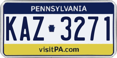 PA license plate KAZ3271