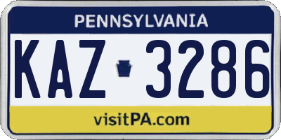 PA license plate KAZ3286