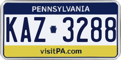 PA license plate KAZ3288