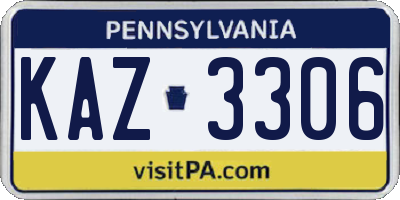 PA license plate KAZ3306