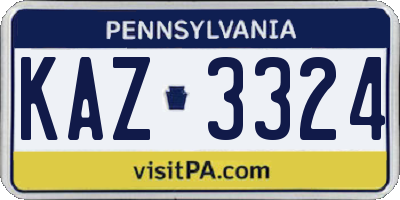 PA license plate KAZ3324