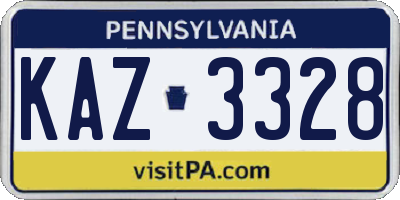 PA license plate KAZ3328