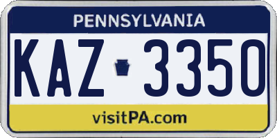 PA license plate KAZ3350