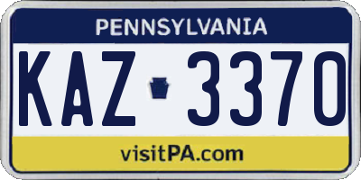 PA license plate KAZ3370