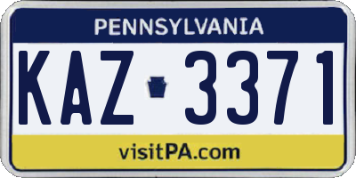 PA license plate KAZ3371