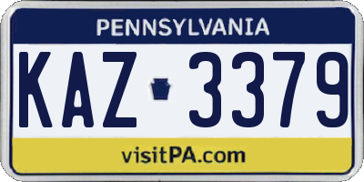 PA license plate KAZ3379