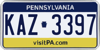 PA license plate KAZ3397
