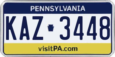 PA license plate KAZ3448
