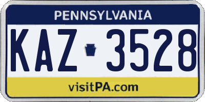 PA license plate KAZ3528