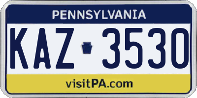 PA license plate KAZ3530