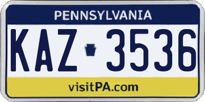 PA license plate KAZ3536