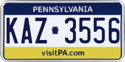 PA license plate KAZ3556