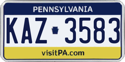 PA license plate KAZ3583