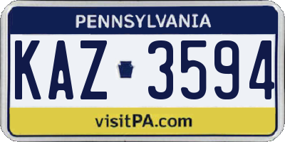 PA license plate KAZ3594