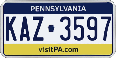 PA license plate KAZ3597