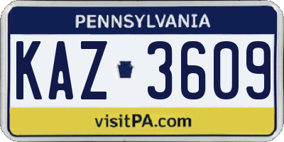 PA license plate KAZ3609