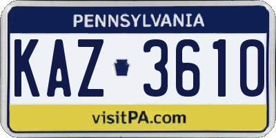 PA license plate KAZ3610