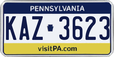PA license plate KAZ3623