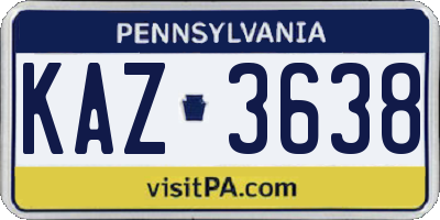 PA license plate KAZ3638