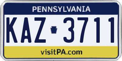 PA license plate KAZ3711