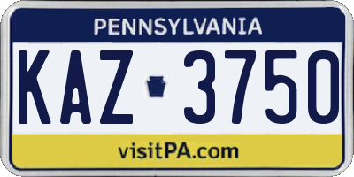 PA license plate KAZ3750
