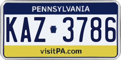 PA license plate KAZ3786