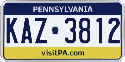 PA license plate KAZ3812