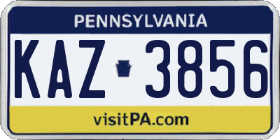 PA license plate KAZ3856