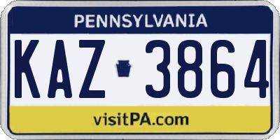 PA license plate KAZ3864