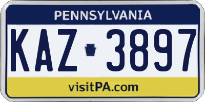 PA license plate KAZ3897