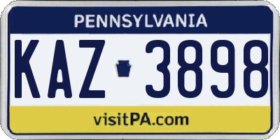 PA license plate KAZ3898