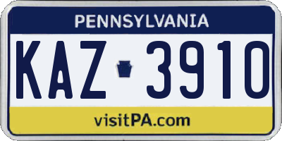 PA license plate KAZ3910