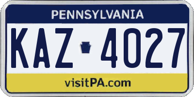 PA license plate KAZ4027