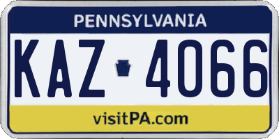 PA license plate KAZ4066