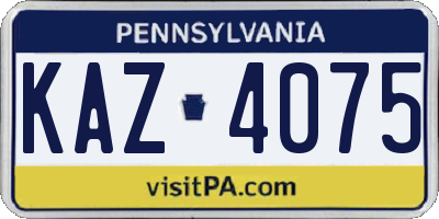 PA license plate KAZ4075