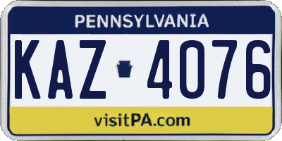 PA license plate KAZ4076