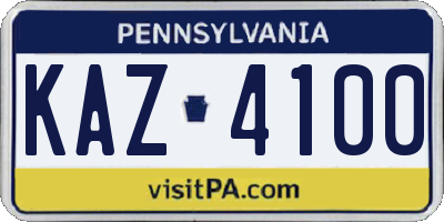 PA license plate KAZ4100