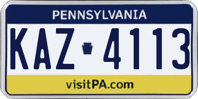 PA license plate KAZ4113