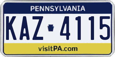 PA license plate KAZ4115