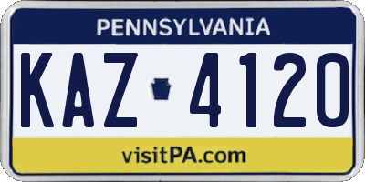 PA license plate KAZ4120