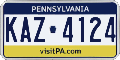 PA license plate KAZ4124