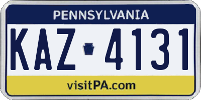 PA license plate KAZ4131