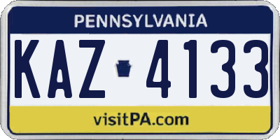 PA license plate KAZ4133