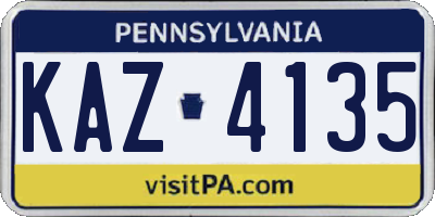 PA license plate KAZ4135
