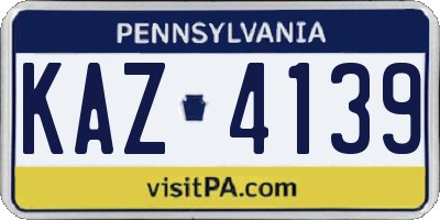 PA license plate KAZ4139