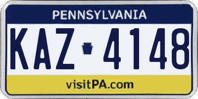 PA license plate KAZ4148