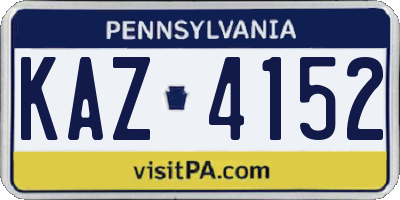 PA license plate KAZ4152