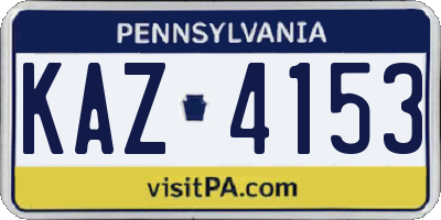PA license plate KAZ4153