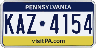 PA license plate KAZ4154