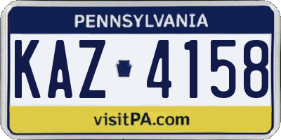 PA license plate KAZ4158